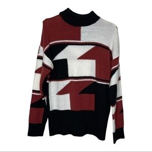 Olivia Sky Soft and Warm Geometric Print Winter Sweater Size Medium